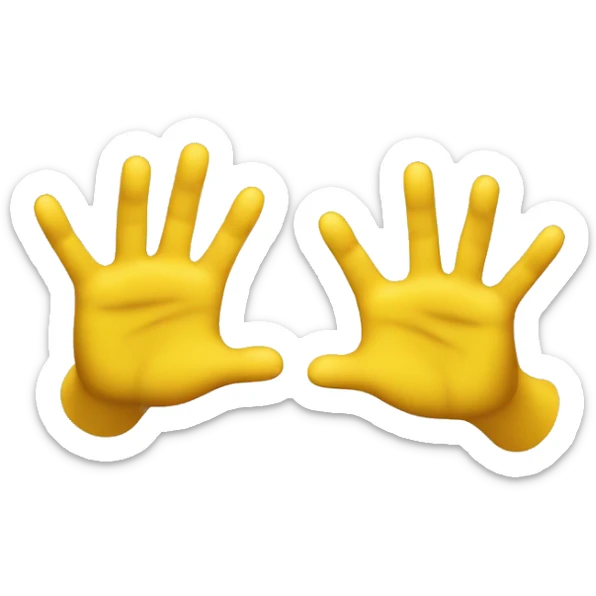 Two cartoonish yellow hands about to dap each other up at an upward angle like college students sticker