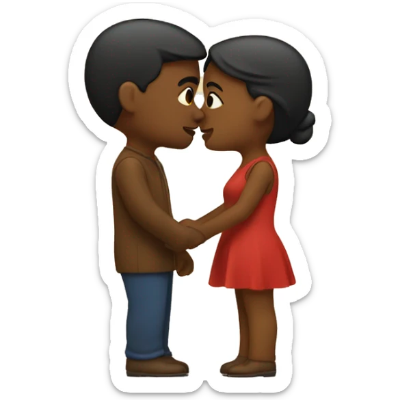 Brown couple Apple style kissing sticker