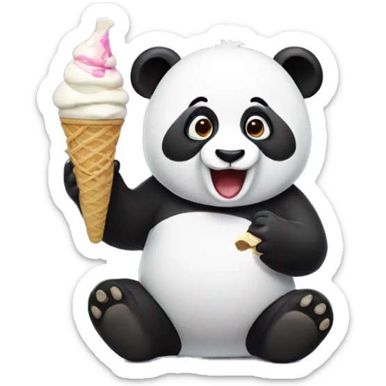 Panda eating ice cream sticker