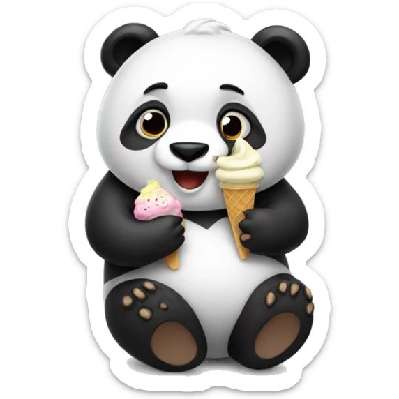 Panda eating ice cream sticker