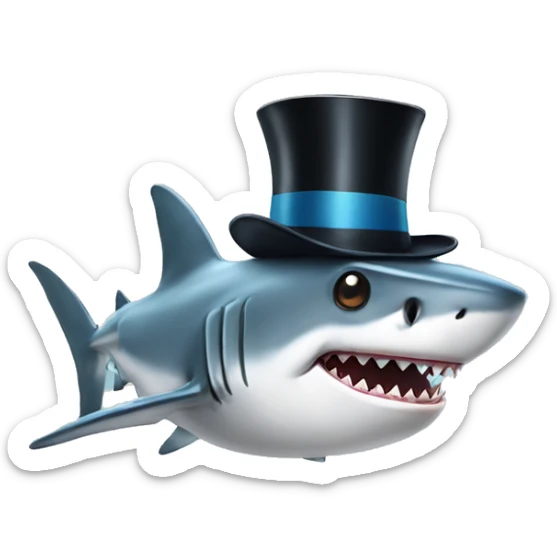 Shark with a top hat sticker
