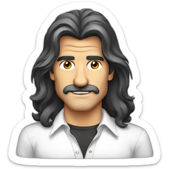long hair antonio banderas cartoon wearing shirt sticker