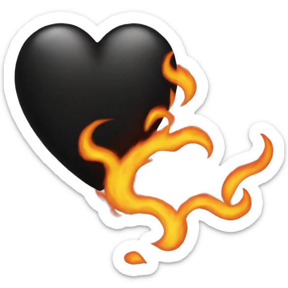 Black heart on fire sticker