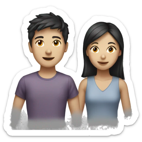 team of 3 asian friends (2 boys and 1 girl) sticker