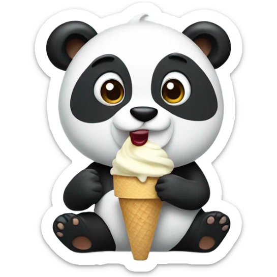 Panda eating ice cream sticker