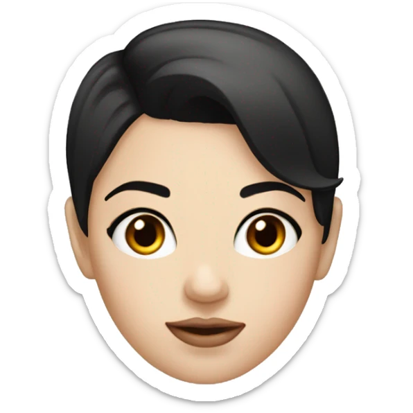 White Girl with short black hair and beauty mark above left eyebrow  sticker