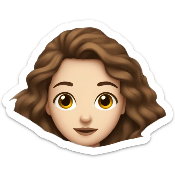 Pale Girl with brown hair laying down cozy in a white blanket sticker