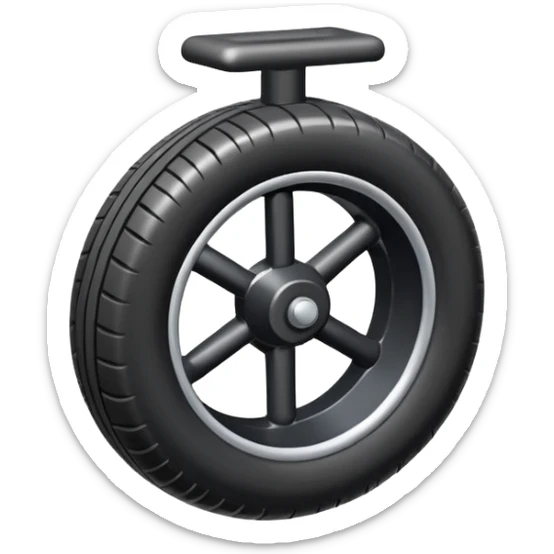 The aircraft's landing gear is one inflated, plump wheel with a strut, black in color, cartoon-style, isometric sticker