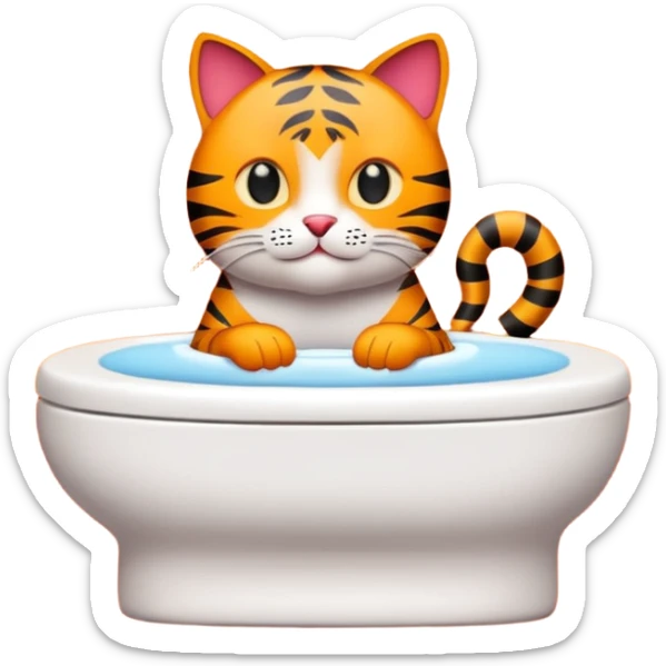 Chat qui fait sa toilette sur une couverture rouge vif et orange  sticker