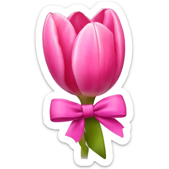 Pink tulips with a bow sticker