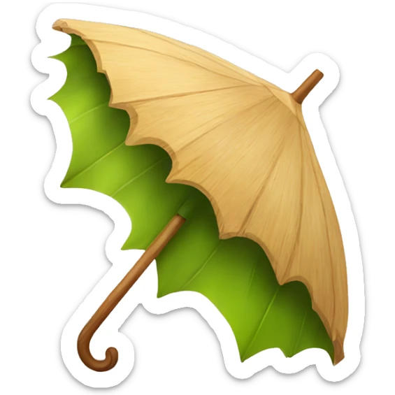 Wooden leaf umbrella sticker