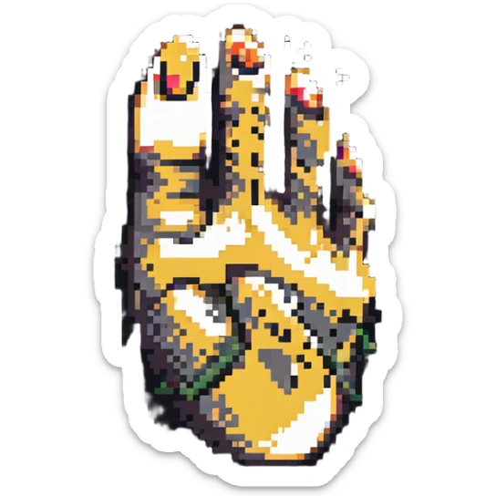 close-up of a leopard's foot with spots pointing upward in pixel art style sticker