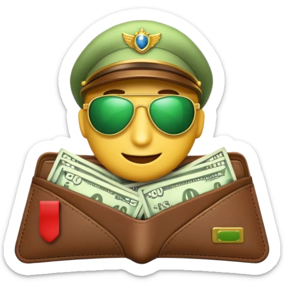 Aviator money emoji, wallet full of cash, casino vibe, premium 3D emoji style, clean, no background
 sticker