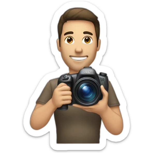 Hombre con una cámara de fotos en la mano  sticker