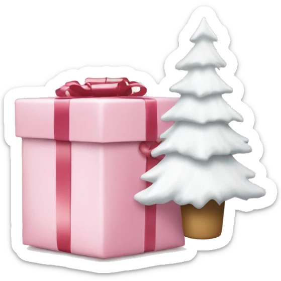 Light pink Christmas gifts under a white Christmas tree  sticker