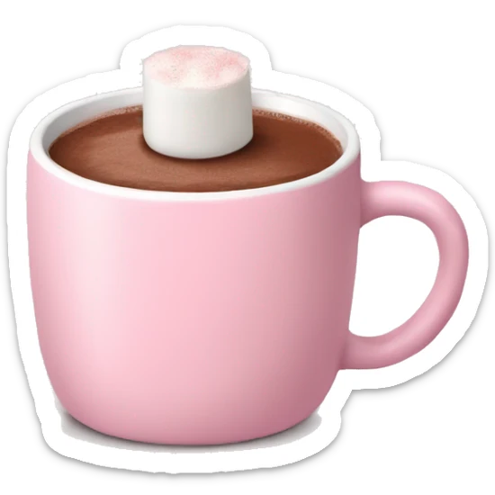 Light Pink mug of hot chocolate with marshmallows  sticker