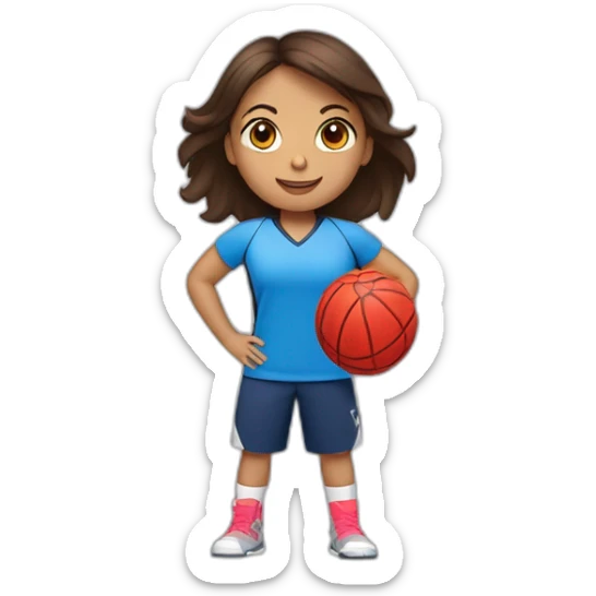 Une jeune fille brune habiller en rouge qui fait du handball sticker