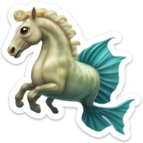 hippocampus: Horse-like creatures with the tail of a fish, capable of swimming underwater and often used by wizards for underwater travel. sticker