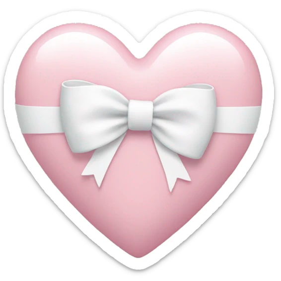 Pastel pink heart with white bow sticker