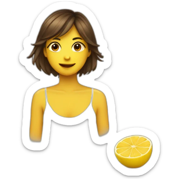 Citron qui fait un câlin à une fille brune sticker