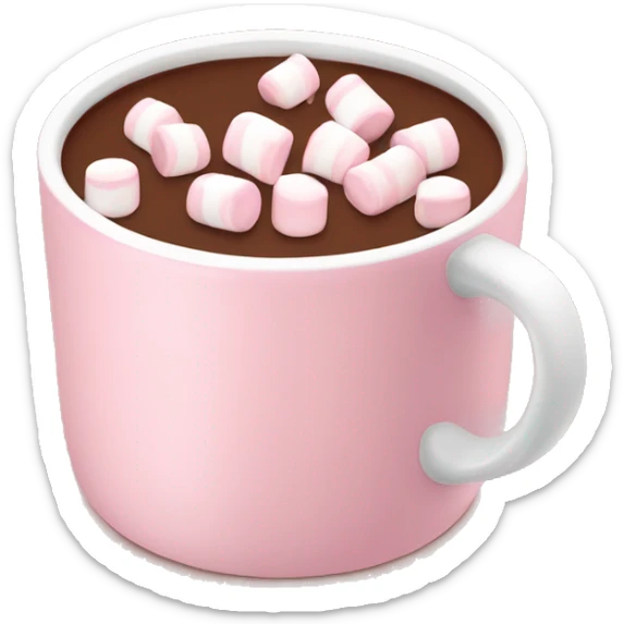 Light Pink mug of hot chocolate with marshmallows  sticker