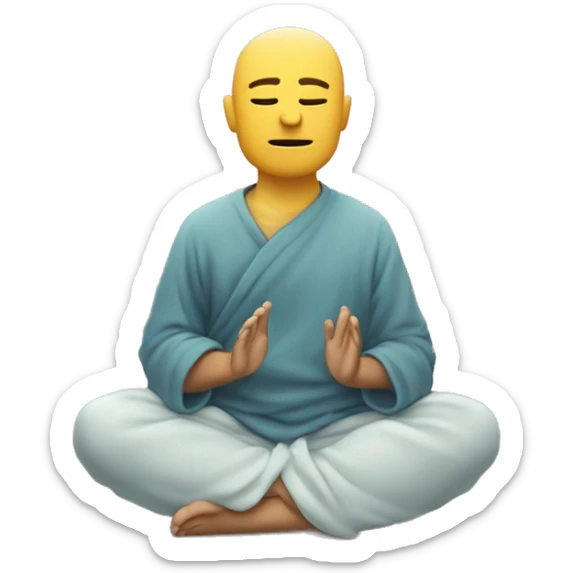 Créez un emoji représentant un sage serein, assis en méditation avec une aura de calme." sticker