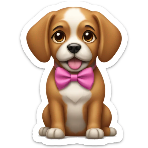 Dog with a bow sticker