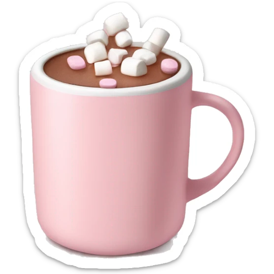 Light Pink mug of hot chocolate with marshmallows  sticker