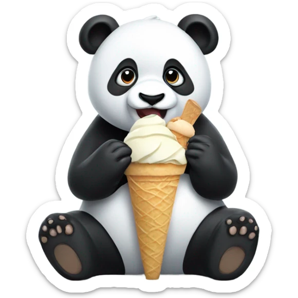 Panda eating ice cream sticker