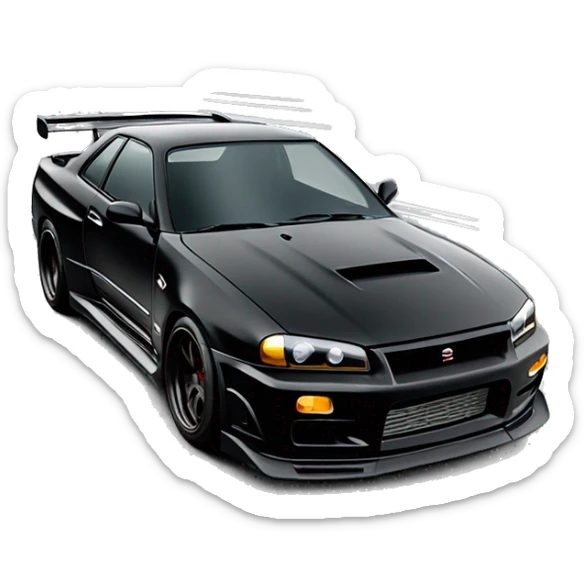 jdm car similar to nissan gtr r34, black color sticker