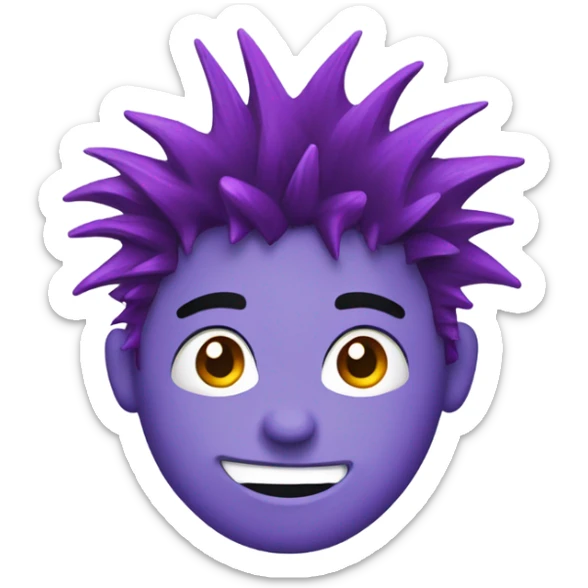 Messy, spiky purple hair emoji for a male character sticker