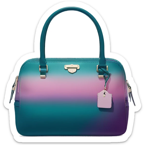 Realistic isolated dark teal,pink and purple ombre Kate Spade handbag. sticker