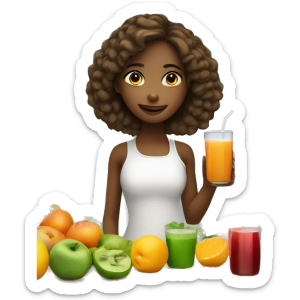 Girl with her juicing stand for healthy organic juices sticker