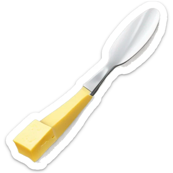 A curl of margarine on the tip of a butter knife sticker