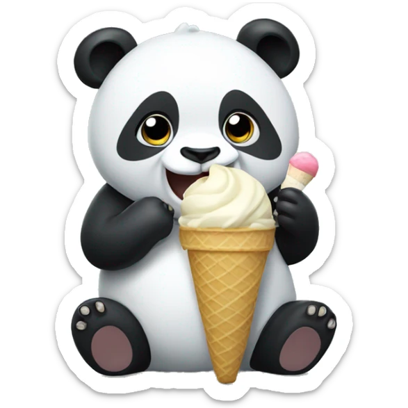 Panda eating ice cream sticker