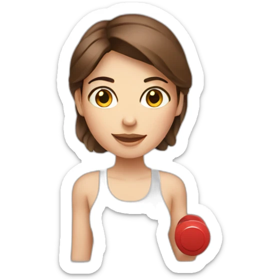 White fitness beautiful women with brown hair. Women with dumbbells in their hands sticker