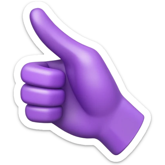 3D emoji of a purple hand doing thumbs down, playful but clear tone, branded emoji style sticker