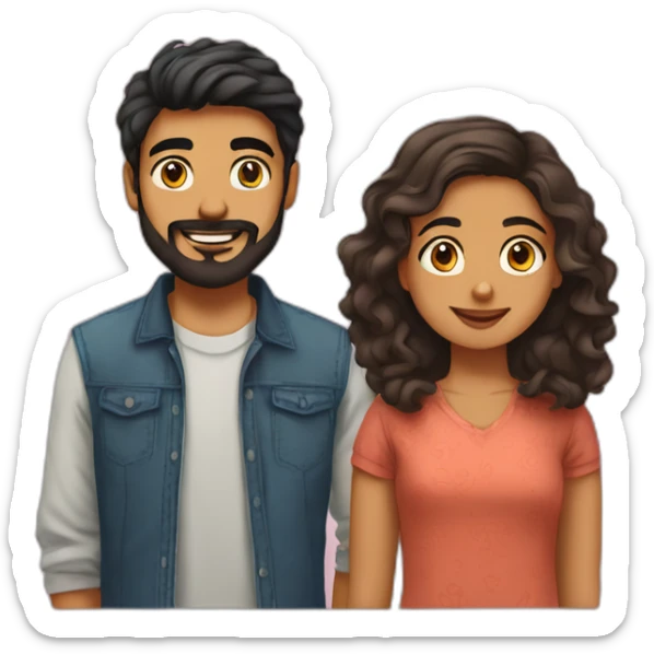 indian gujarati 21 year old brother with a beard and teenager sister with wavy hair sticker