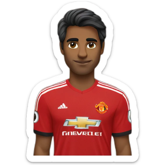 Indian south african with nice hair in Manchester united shirt sticker