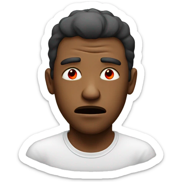 Guy with red eyes, looking tired and fume coming out of his mouth sticker