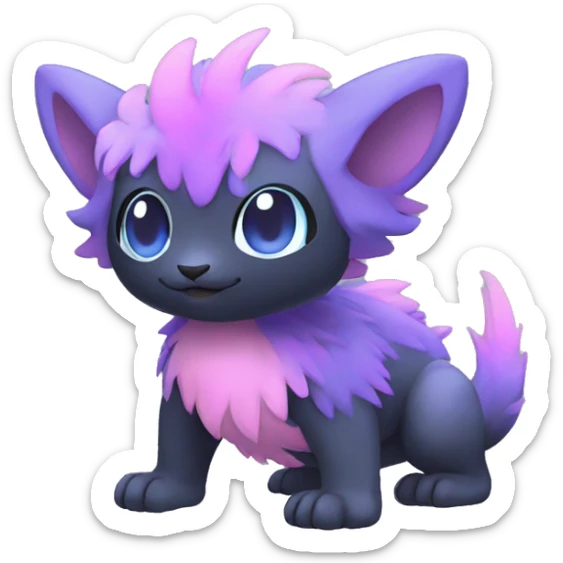 Cute cool black blue purple pink animal hybrid Fakemon full body sticker
