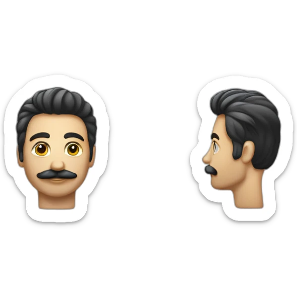 Homme au cheveux plaqué noir et à la moustache noir rectangulaire lève la main droite sticker