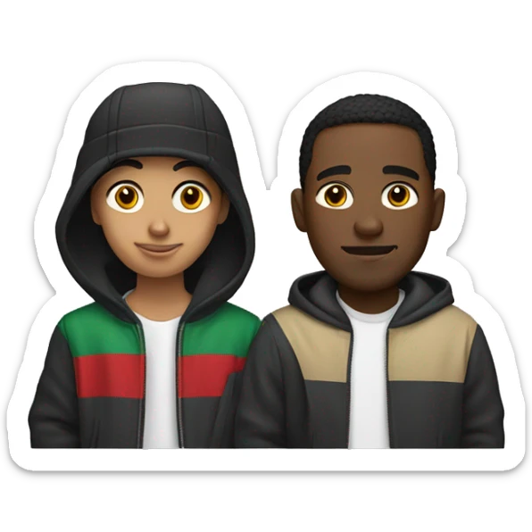Mexican guy and black guy couple wearing streetwear sticker