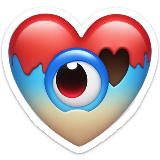 make a heart eyes emoji with one heart to be blue and one red sticker