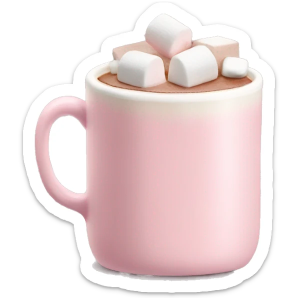 Light Pink mug of hot chocolate with marshmallows  sticker