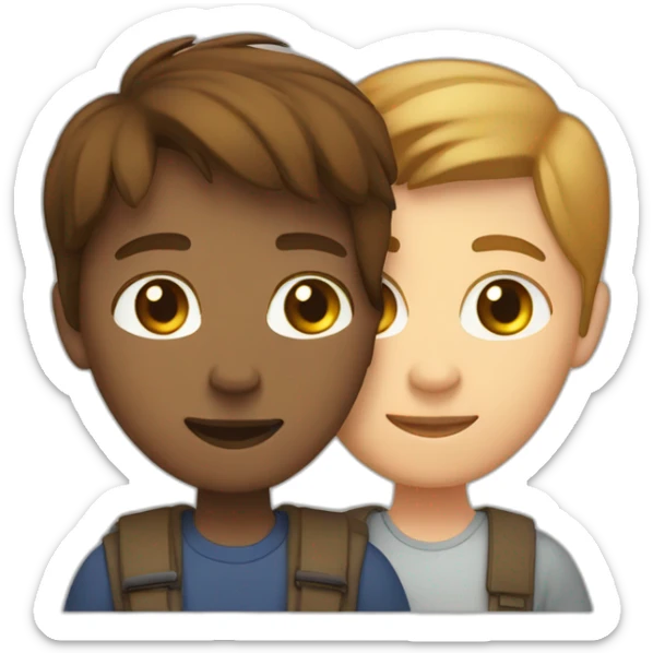 Hug of a light brown woman with brown hair and a white man with short brown hair sticker