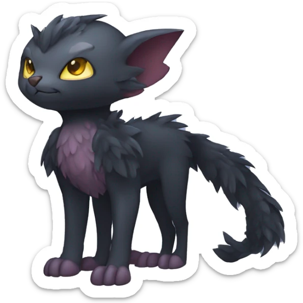 Cute cool fantasy dark-themed animal hybrid Fakemon full body sticker