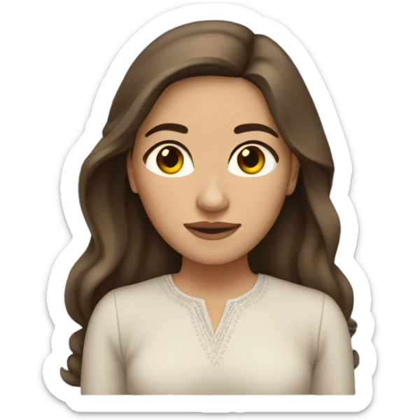 neutral light skinned Mexican young woman with long brown hair, brown eyes and small nose  sticker