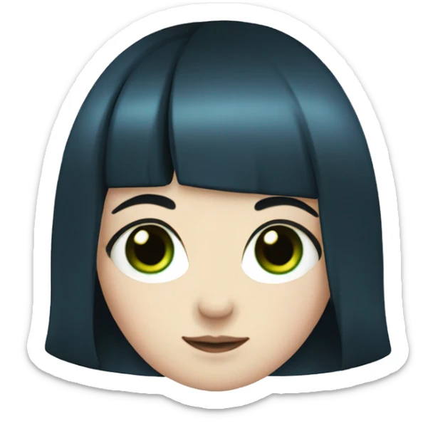 Girl with green eyes, pale skin, blue and black hair sticker