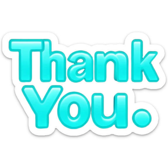 THE WORDS THANK YOU IN NEON TEAL RESEMBLING A NEON SIGN sticker
